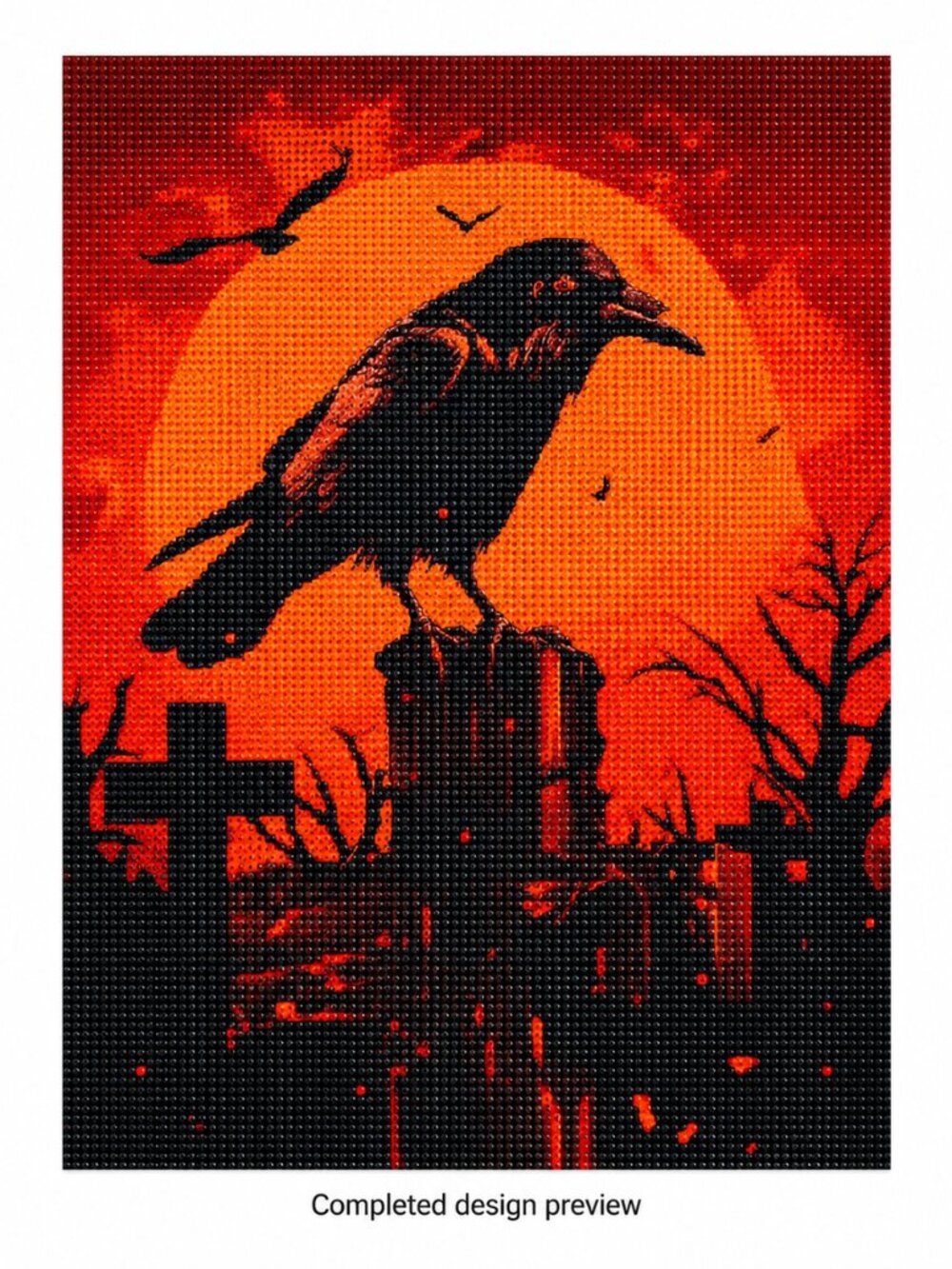 Raven and Orange Moon Diamond Painting Kit